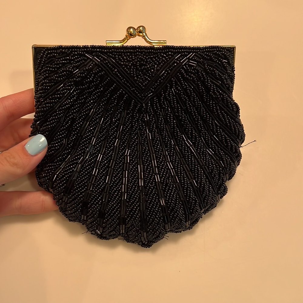 Sparkly black clutch with optional good chain